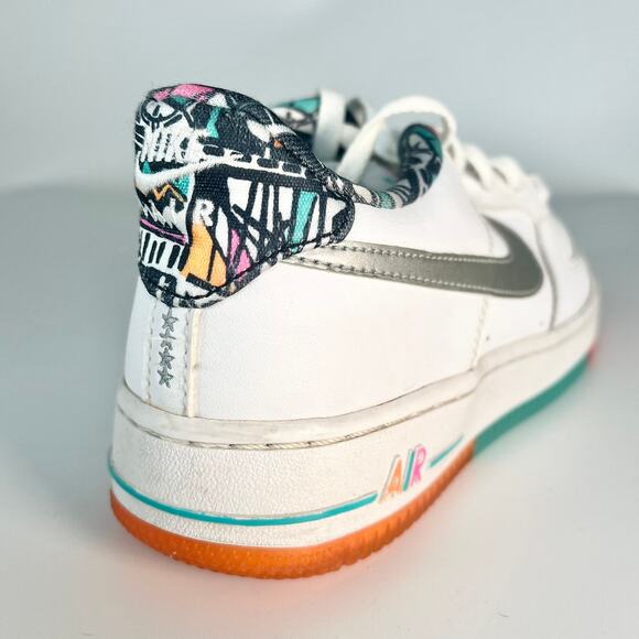 Nike Air Force 1 GS Sneakers White Multicolor 596728-100 Big Kids Youth 5.5 - Picture 9 of 14